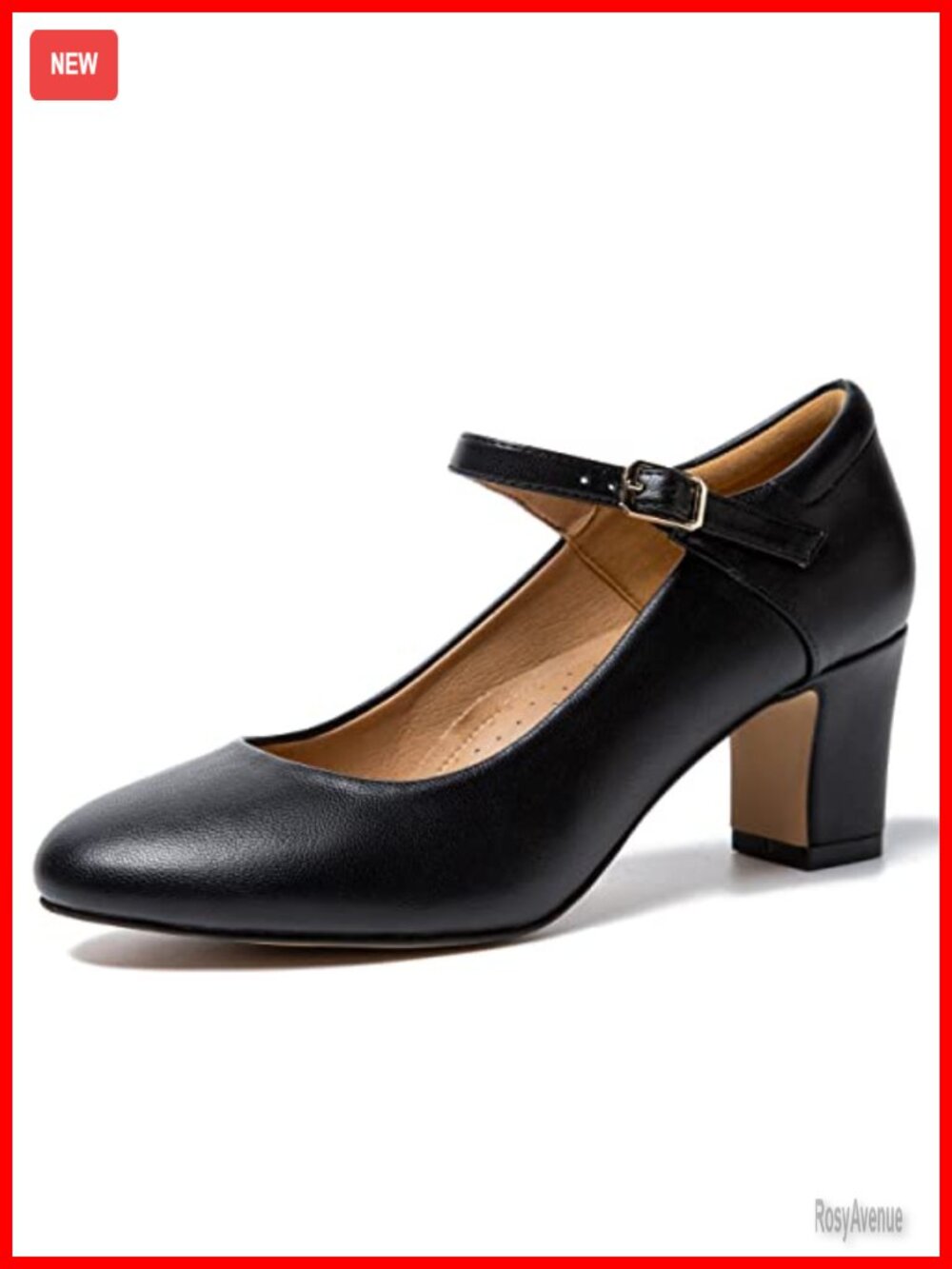 Women's Mary Jane Pumps Synthetic PU Block Heel Ankle Strap Buckle
